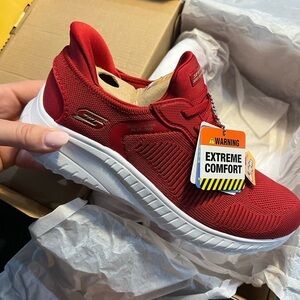 Skechers Red Athletic Shoes (Never Worn) (Slip Ins)